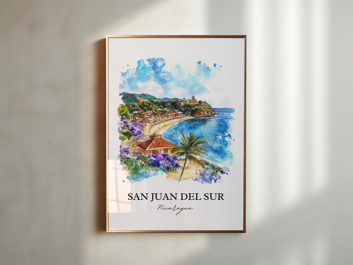 San Juan del Sur Wall Art, Maderas Beach Print, Nicaragua Watercolor, San Juan del Sur Gift, Travel Print, Travel Poster, Housewarming Gift