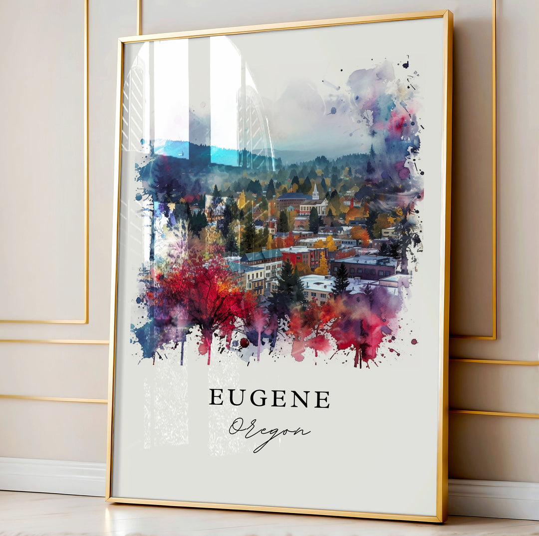 Eugene OR Wall Art, Oregon Print, Eugene Wall Art, Eugene Oregon Gift, Travel Print, Travel Poster, Travel Gift, Housewarming Gift