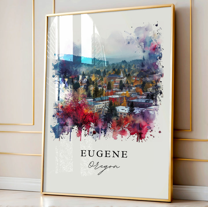 Eugene OR Wall Art, Oregon Print, Eugene Wall Art, Eugene Oregon Gift, Travel Print, Travel Poster, Travel Gift, Housewarming Gift