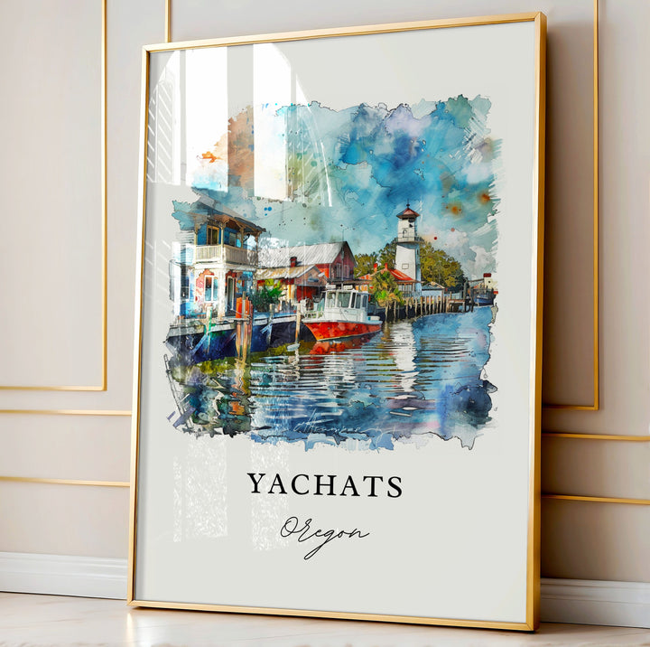 Yachats Oregon Wall Art, Lincoln County OR Print, Yachats Watercolor, Oregon Coast Gift,