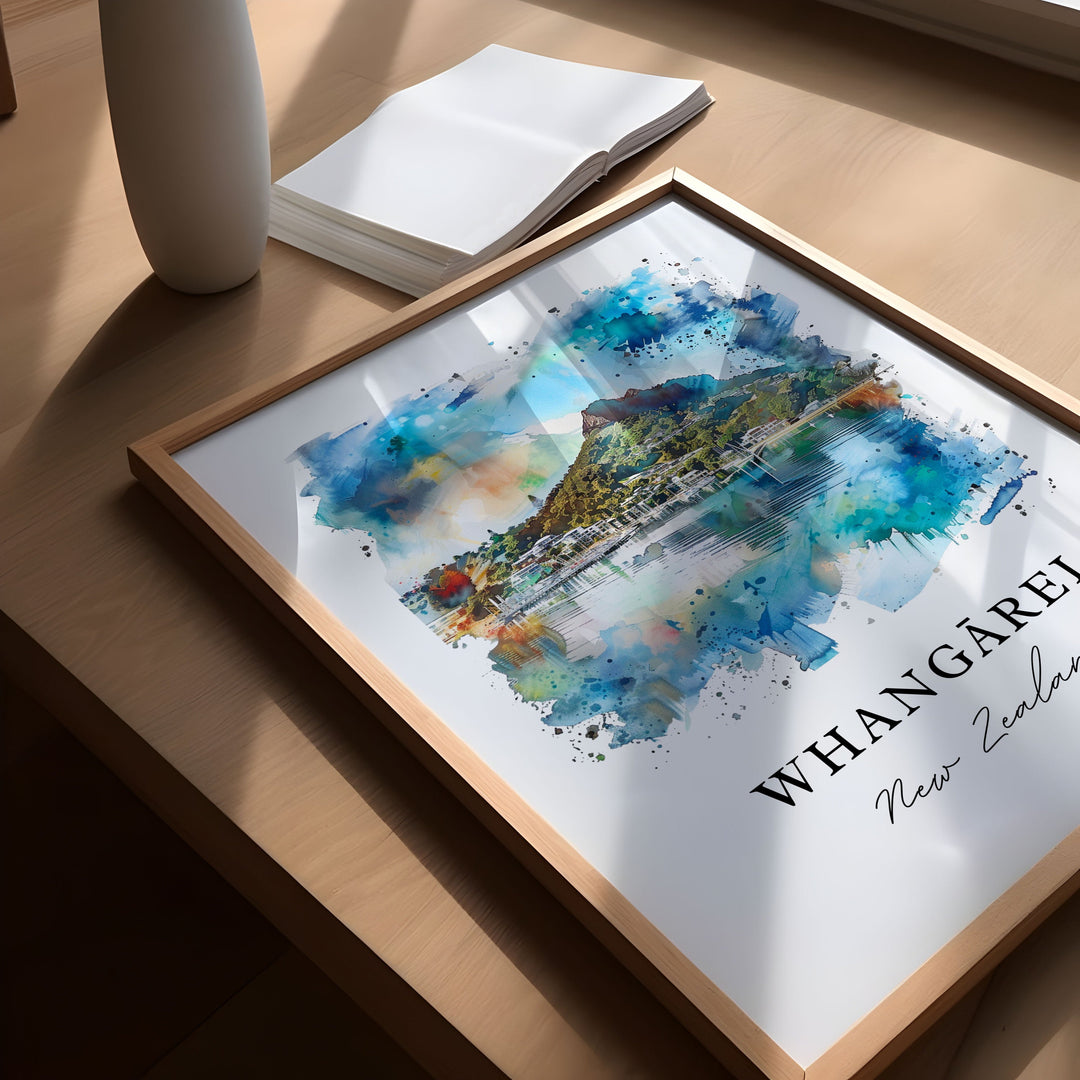 Whangarei Wall Art, Whangarei NZ Print, Whangarei Watercolor, Whangarei New Zealand Gift,