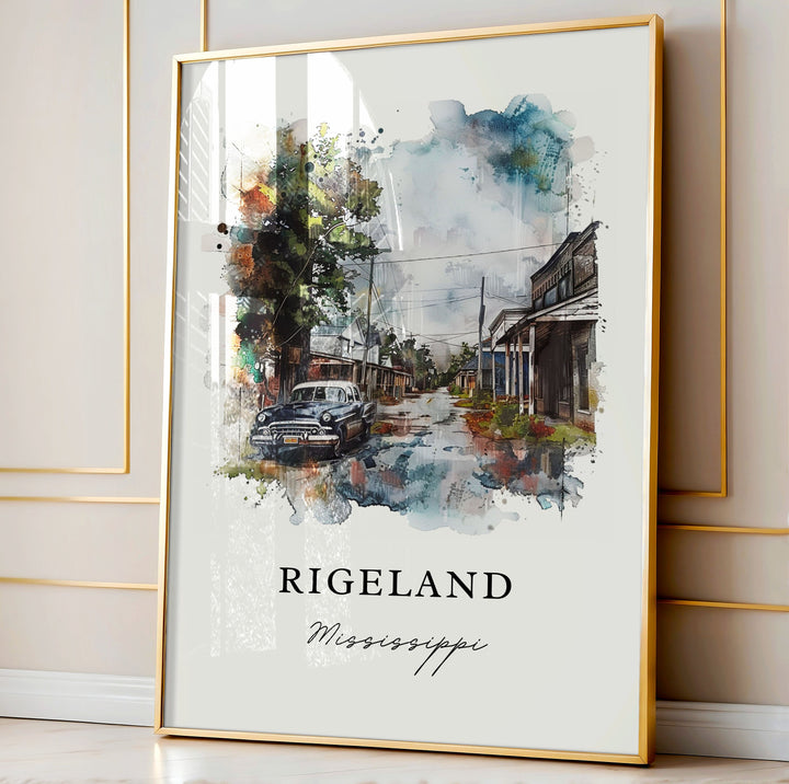 Rigeland MS Art, Rigeland Mississippi Print, Madison County MS Watercolor, Jackson MS Gift,