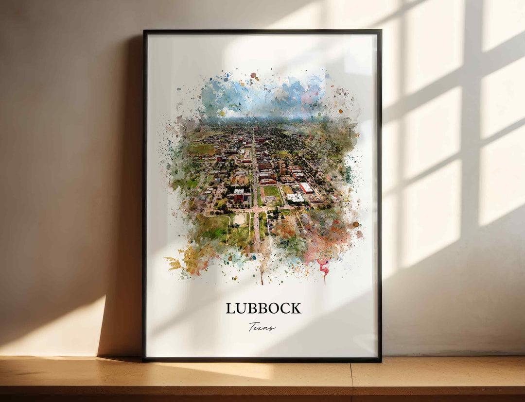 Lubbock, Texas – Watercolor Art Print