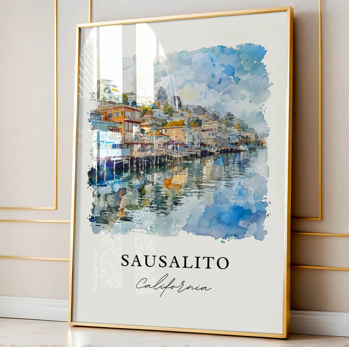 Sausalito CA Wall Art, Sausalito Print, Sausalito Watercolor, Sausalito California Gift,