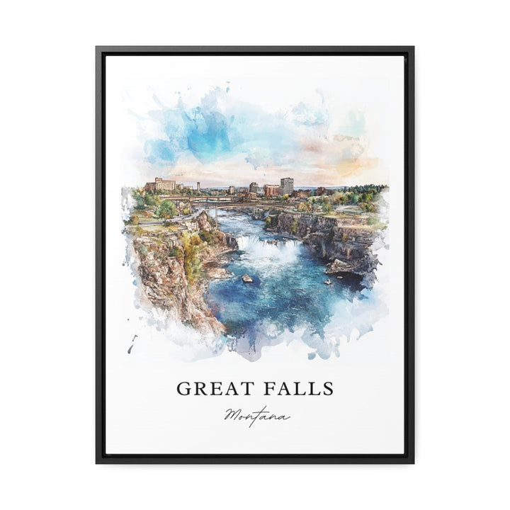 Great Falls MT Art, Great Falls Print, Great Falls Montana Watercolor, Great Falls MT Gift,
