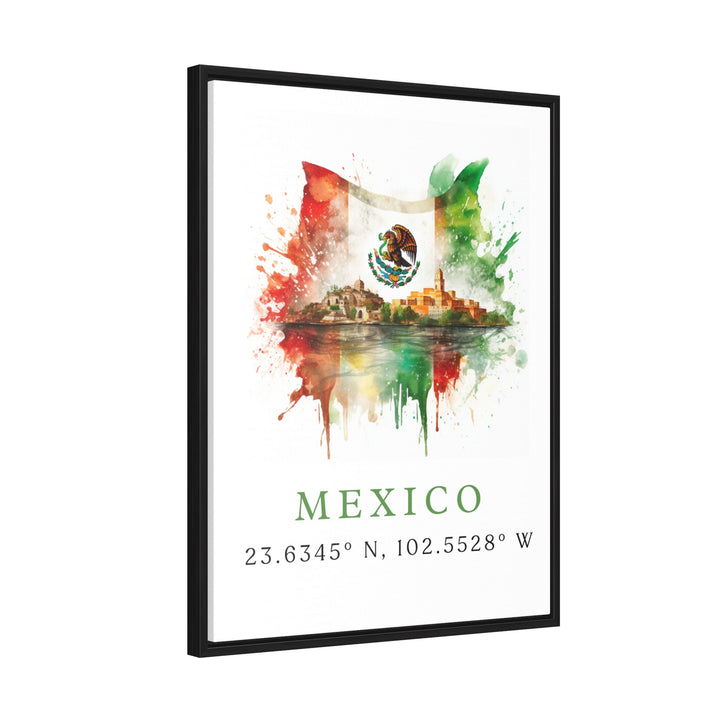 Mexico wall art - Mexico poster print with coordinates, MX Art - Framed and Unframed Options - Wedding gift, Birthday present, Custom Text