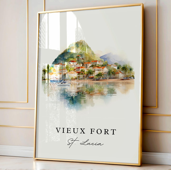 Vieux Fort St. Lucia wall art - St. Lucia, Vieux Fort poster, Vieux Fort Wedding gift, Birthday present, Custom Text, Personalized Gift