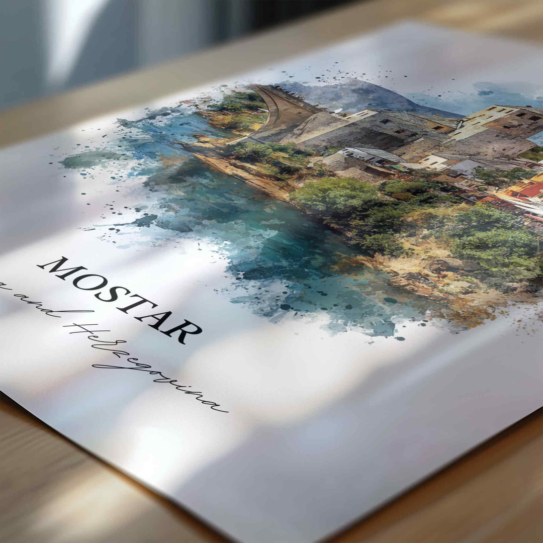Mostar, Bosnia & Herzegovina – Watercolor Art Print