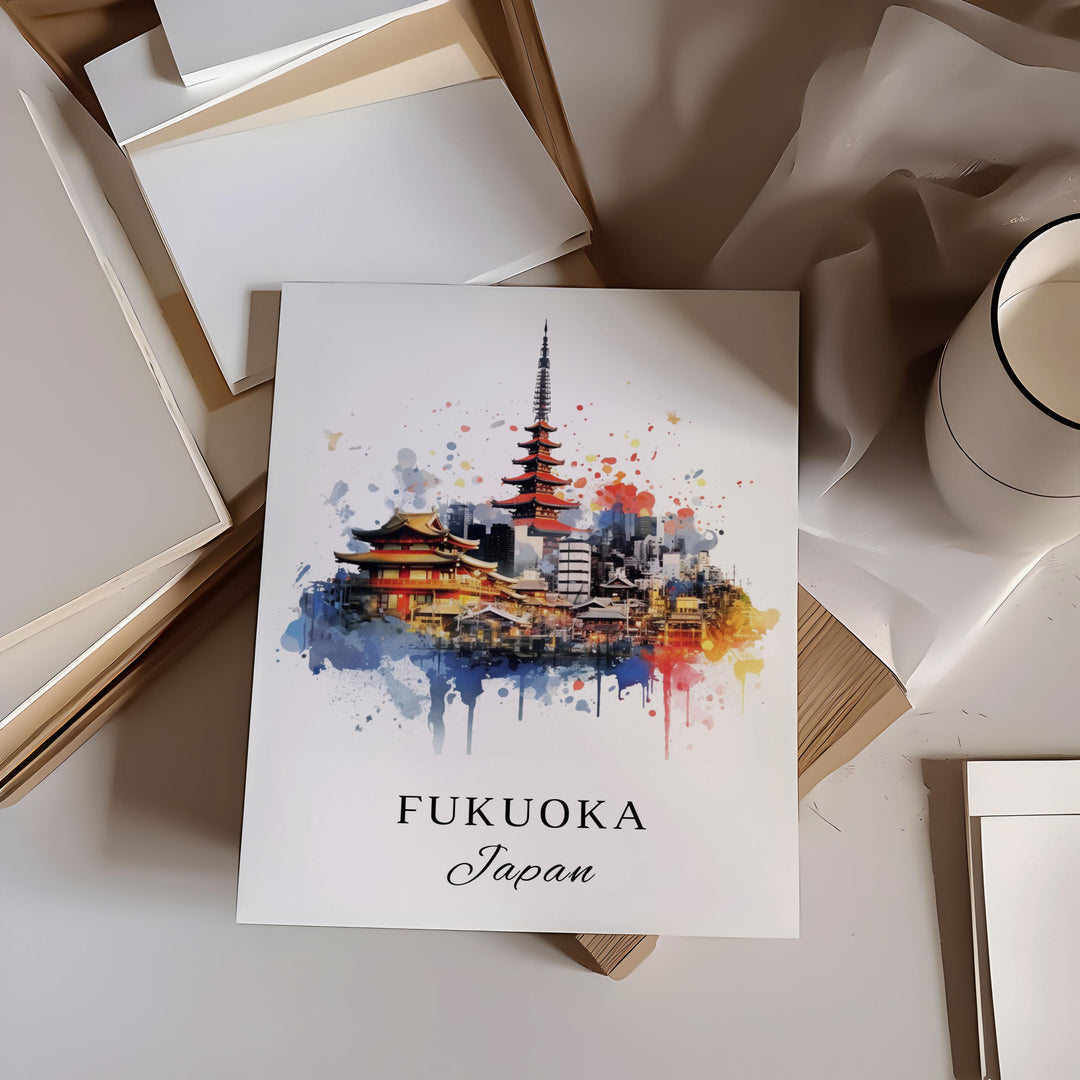 Fukuoka Japan wall art - Japan, Fukuoka poster, Fukuoka Wedding gift, Fukuoka Birthday present, Kyushu Island gift, Personalised Gift