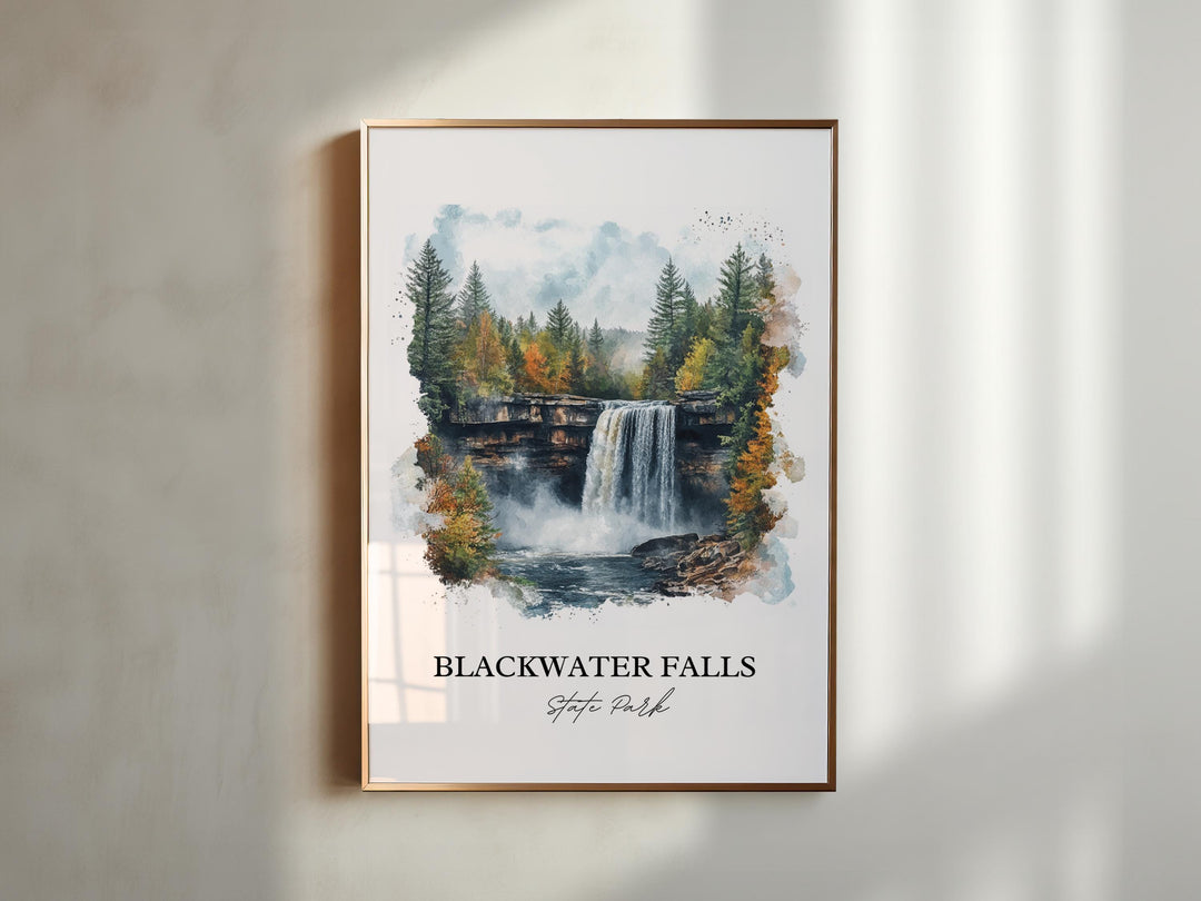Blackwater Falls Art, Tucker County WV Print, West Virginia Artwork, Blackwater Falls Gift, Travel Print, Travel Poster, Housewarming Gift