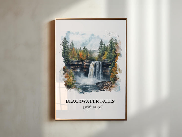 Blackwater Falls Art, Tucker County WV Print, West Virginia Artwork, Blackwater Falls Gift, Travel Print, Travel Poster, Housewarming Gift