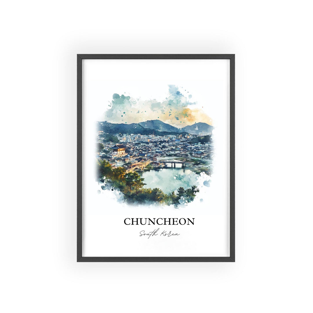 Chuncheon Wall Art, Gangwon Province Print, South Korea Watercolor Art, Chuncheon Gift, Travel Print, Travel Poster, Housewarming Gift