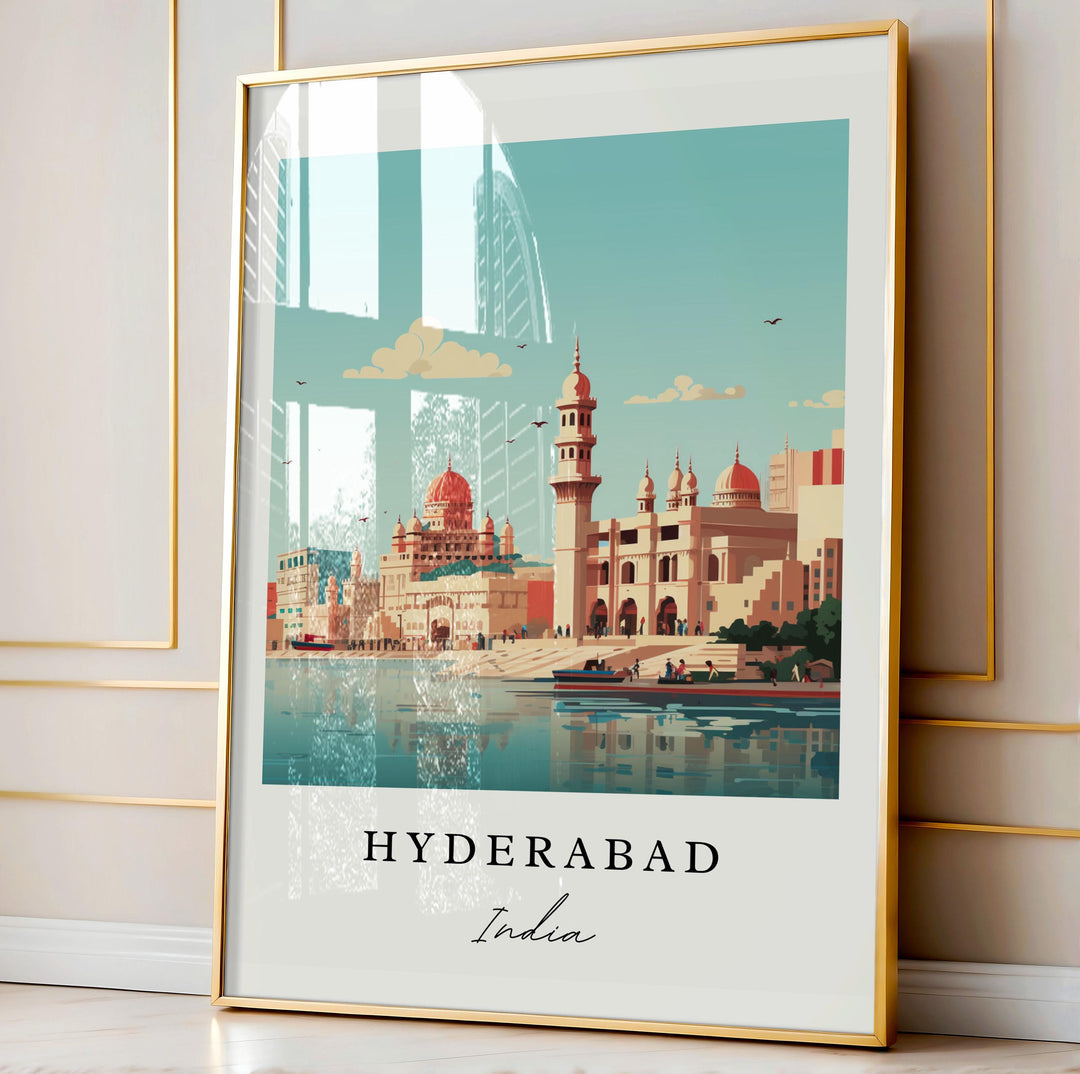 Hyderabad India modern wall art - India, Hyderabad poster, Hyderabad Wedding gift, Birthday present, Custom Text, Personalised Gift