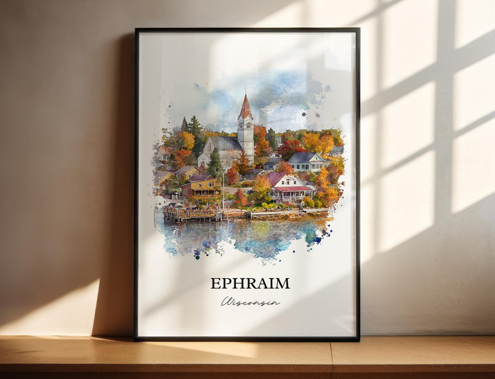 Ephraim WI Wall Art, Ephraim Print, Wisconsin Watercolor Art, Ephraim Wisconsin Gift, Travel Print, Travel Poster, Housewarming Gift