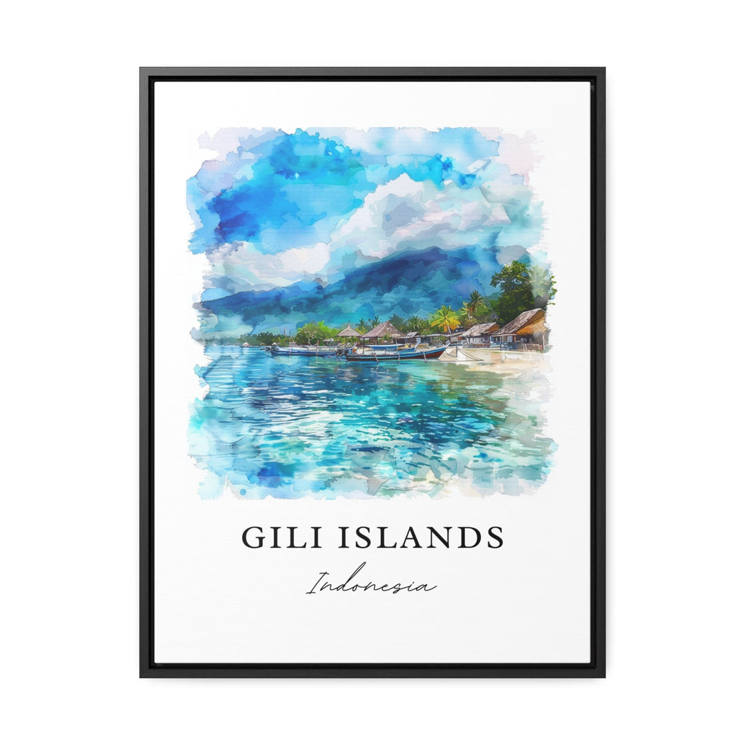 Gili Islands Art, Gili Islands Print, Lombok Indonesia Watercolor Art, Gili Indonesia Gift,