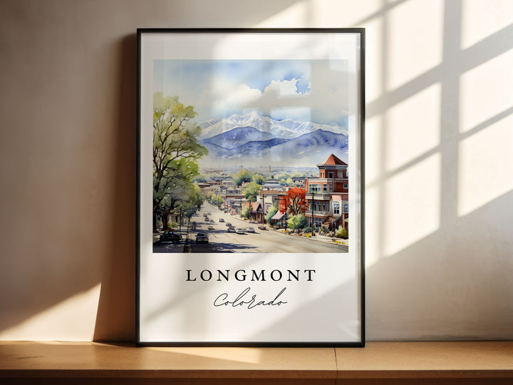 Longmont traditional travel art - Colorado, Longmont poster print, Wedding gift, Birthday present, Custom Text, Perfect Gift