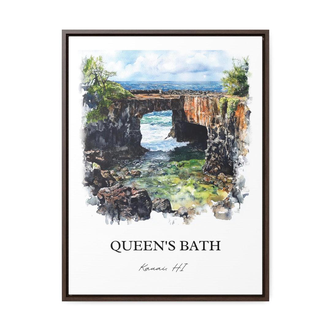 Queens Bath Wall Art, Kauai Print, Princeville HI Watercolor Art, Queens Bath Gift, Travel Print, Travel Poster, Housewarming Gift