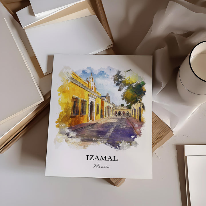 Izamal Mexico Wall Art, Yucatán Print, Mexico Watercolor Art, Izamal Mexico Gift, Travel Print, Travel Poster, Housewarming Gift