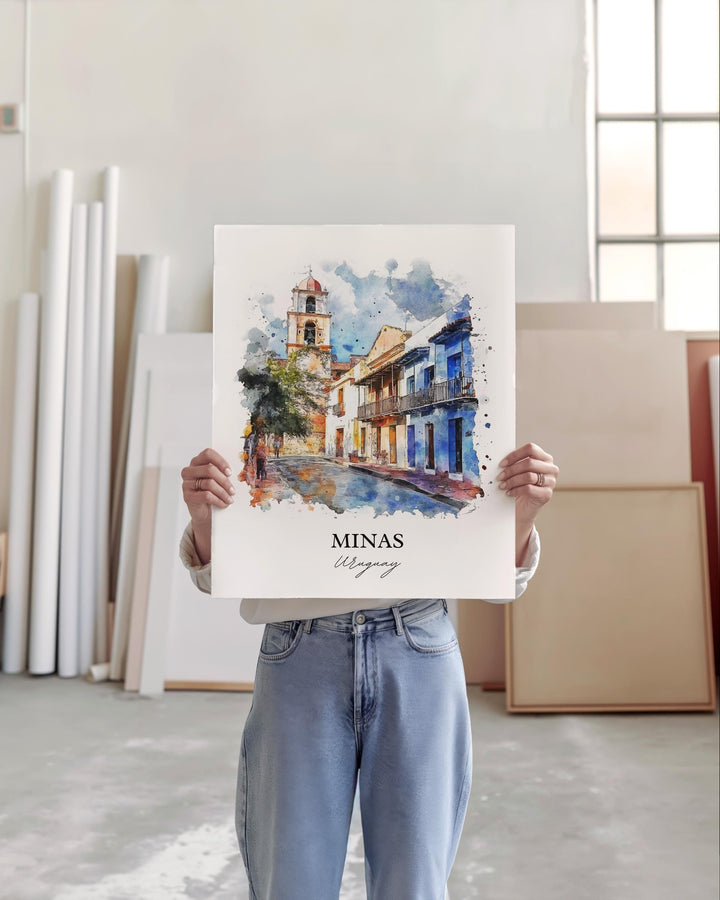 Minas Uruguay Wall Art, Lavalleja Print, Uruguay Watercolor Art, Minas Uruguay Gift, Travel Print, Travel Poster, Housewarming Gift