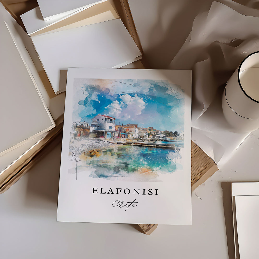 Elafonisi Greece wall art - Crete Greece, Elafonisi print, Elafonisi Wedding gift, Crete Birthday present, Custom Text, Perfect Gift