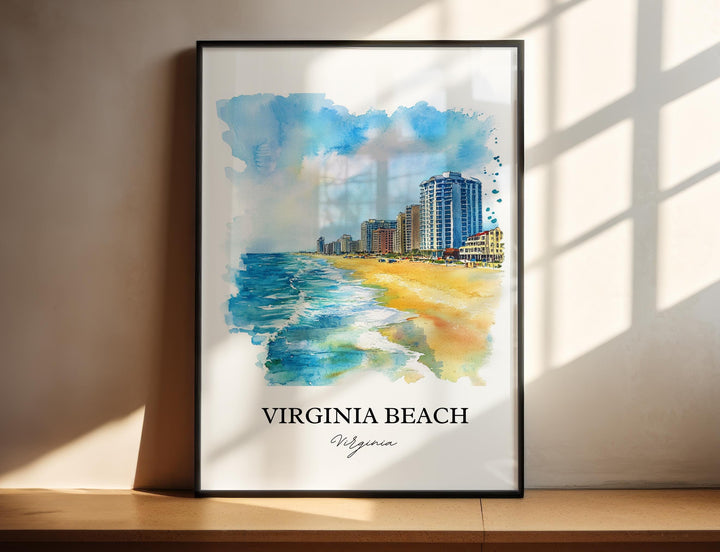 Virginia Beach Wall Art, VA Beach Print, Virginia Watercolor Art, Virginia Beach Gift, Travel Print, Travel Poster, Housewarming Gift