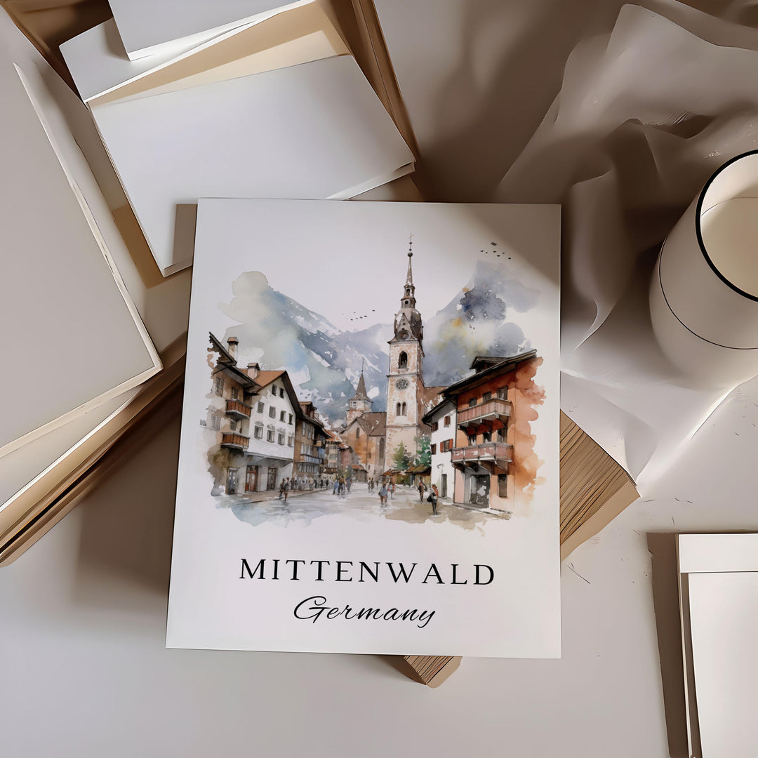 Mittenwald Germany wall art - Germany, Mittenwald poster, Mittenwald Wedding gift, Birthday present, Custom Text, Personalised Gift