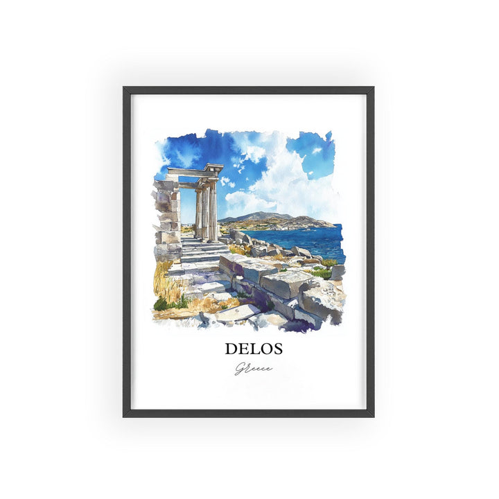 Delos Greece Wall Art, Mykonos Print, Greece Watercolor Art, Delos Greece Gift, Travel Print, Travel Poster, Housewarming Gift