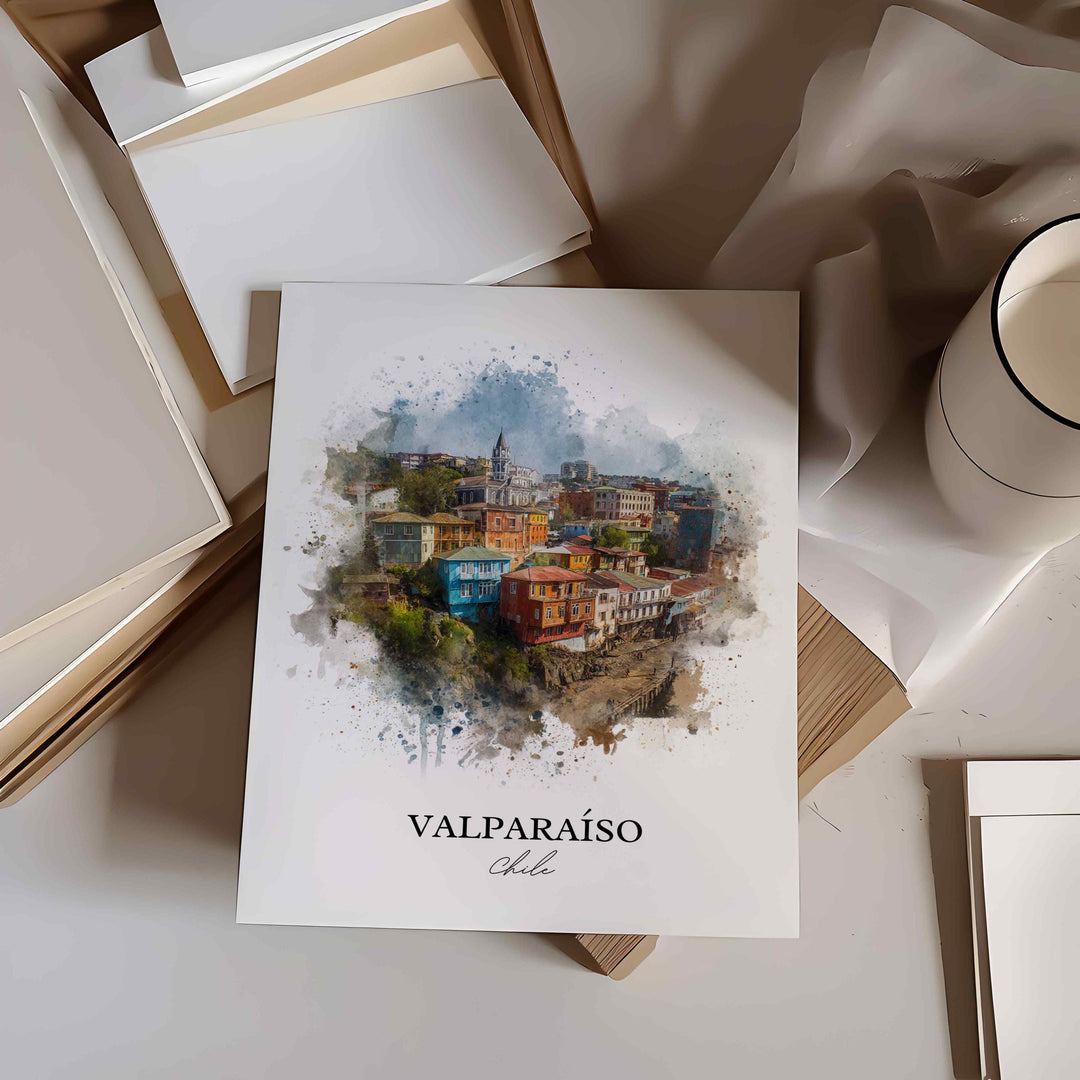 Valparaíso, Chile – Watercolor Art Print