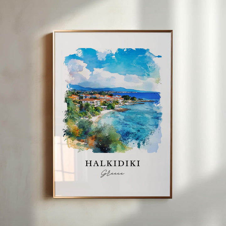 Halkidiki Wall Art, Halkidiki Greece Print, Halkidiki Watercolor Art, Northern Greece Gift,