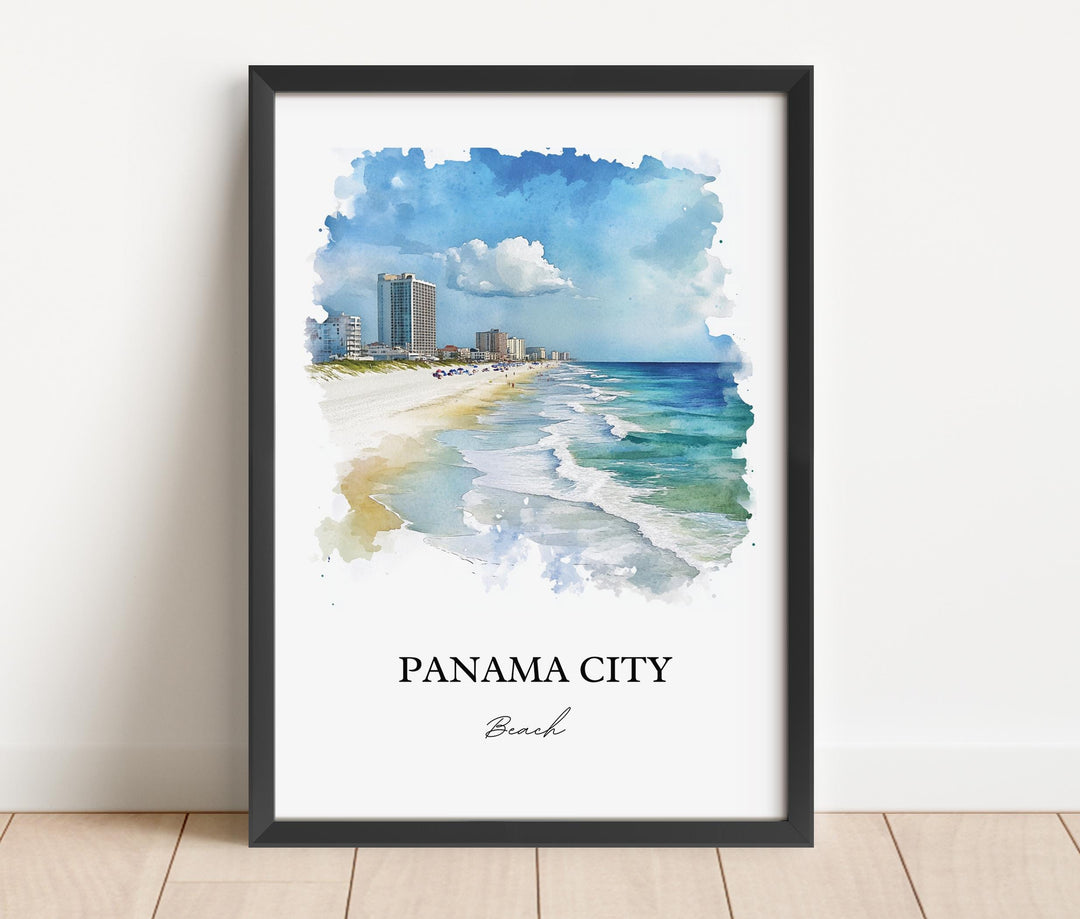 Panama City Beach Wall Art, Florida Beach Print, FL Watercolor, Panama City Beach FL Gift, Travel Print, Travel Poster, Housewarming Gift