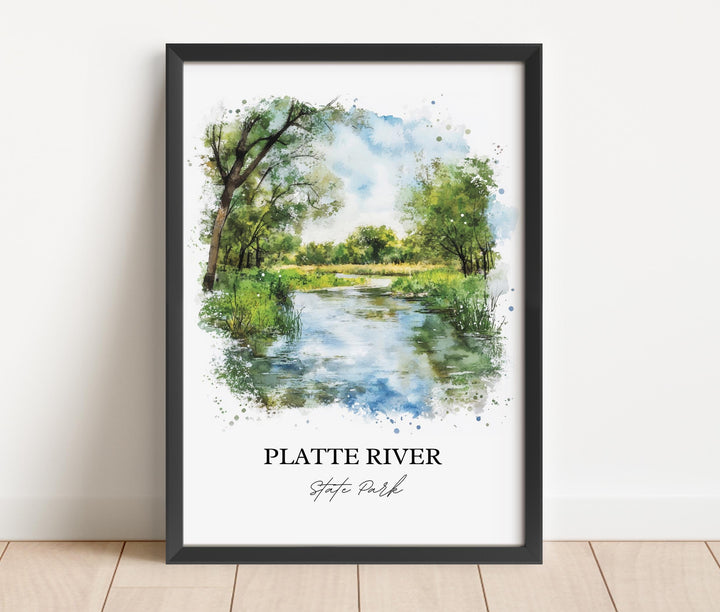 Platte River State Park Art, Platte County Print, Nebraska Watercolor, Platte River NE Gift, Travel Print, Travel Poster, Housewarming Gift