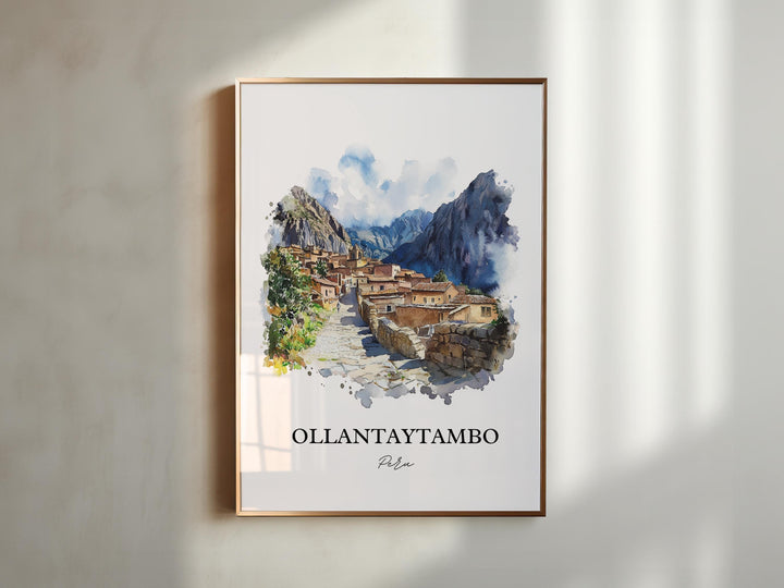 Ollantaytambo Wall Art, Sacred Valley Print, Machu Picchu Watercolor Art, Ollantaytambo Gift, Travel Print, Travel Poster, Housewarming Gift