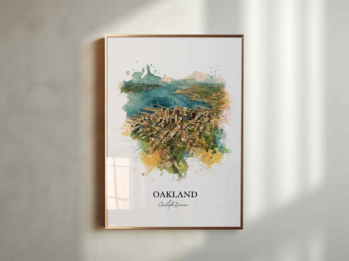 Oakland, California Wall Art, Oakland Print, California Watercolor Art, Bay Area California Gift, Travel Print, Travel Poster, Housewarming Gift