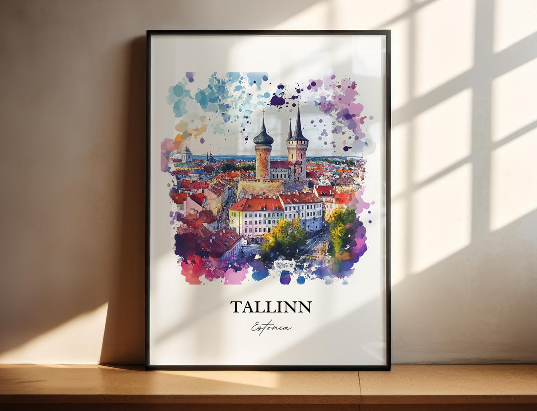 Tallinn Wall Art, Tallinn Skyline Print, Estonia Watercolor Art, Tallinn Estonia Gift, Travel Print, Travel Poster, Housewarming Gift