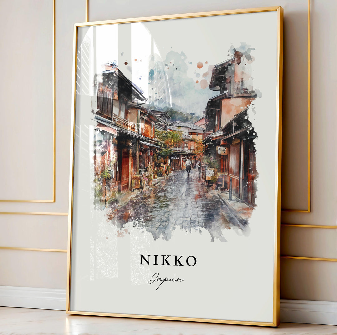 Nikko Japan Wall Art, Nikko Print, Toshogu Watercolor Art, Tochigi Prefecture Gift, Nikko