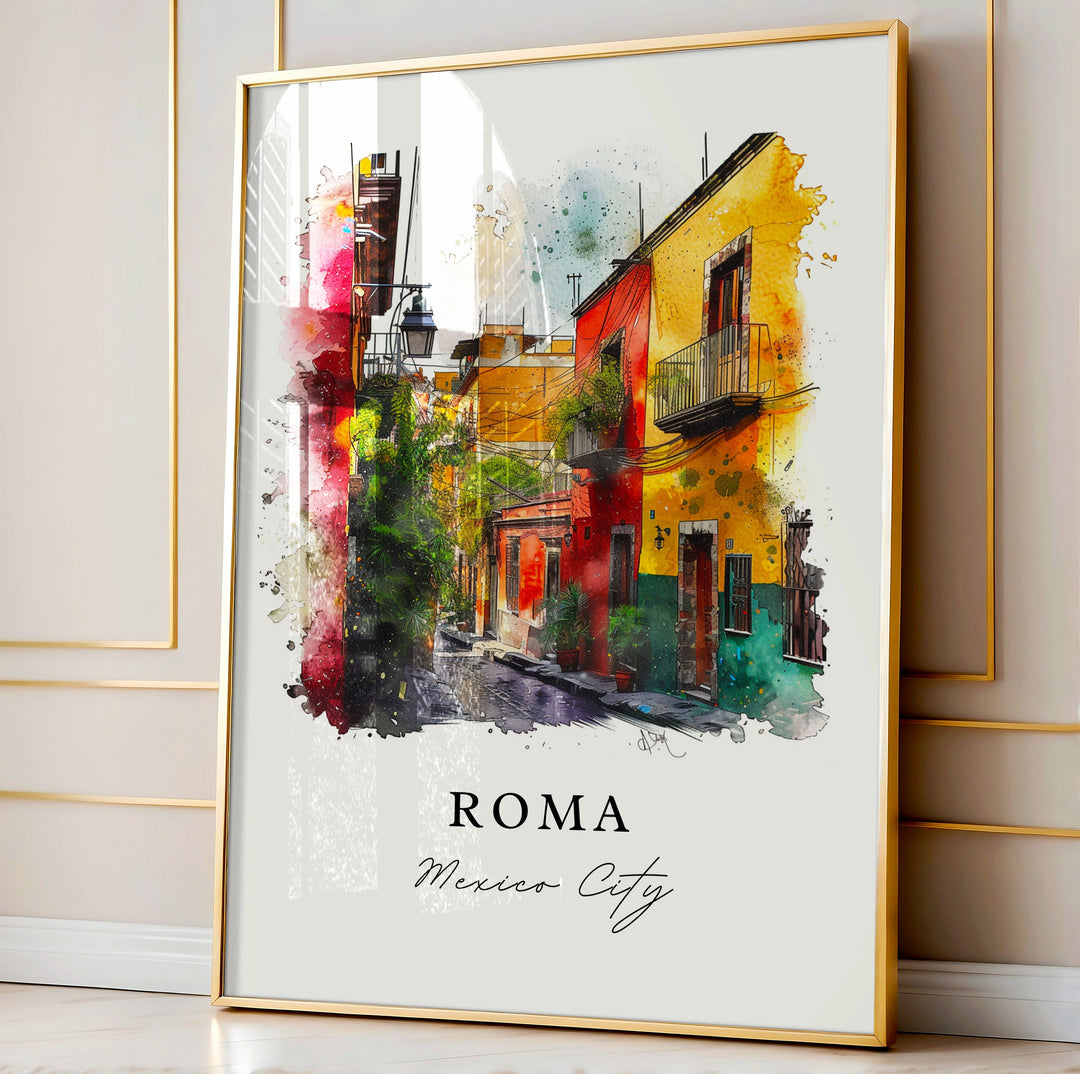 Roma Mexico City Wall Art, Roma Print, Roma CDMX Watercolor, Mexico City Gift, Travel Poster, Housewarming Gift
