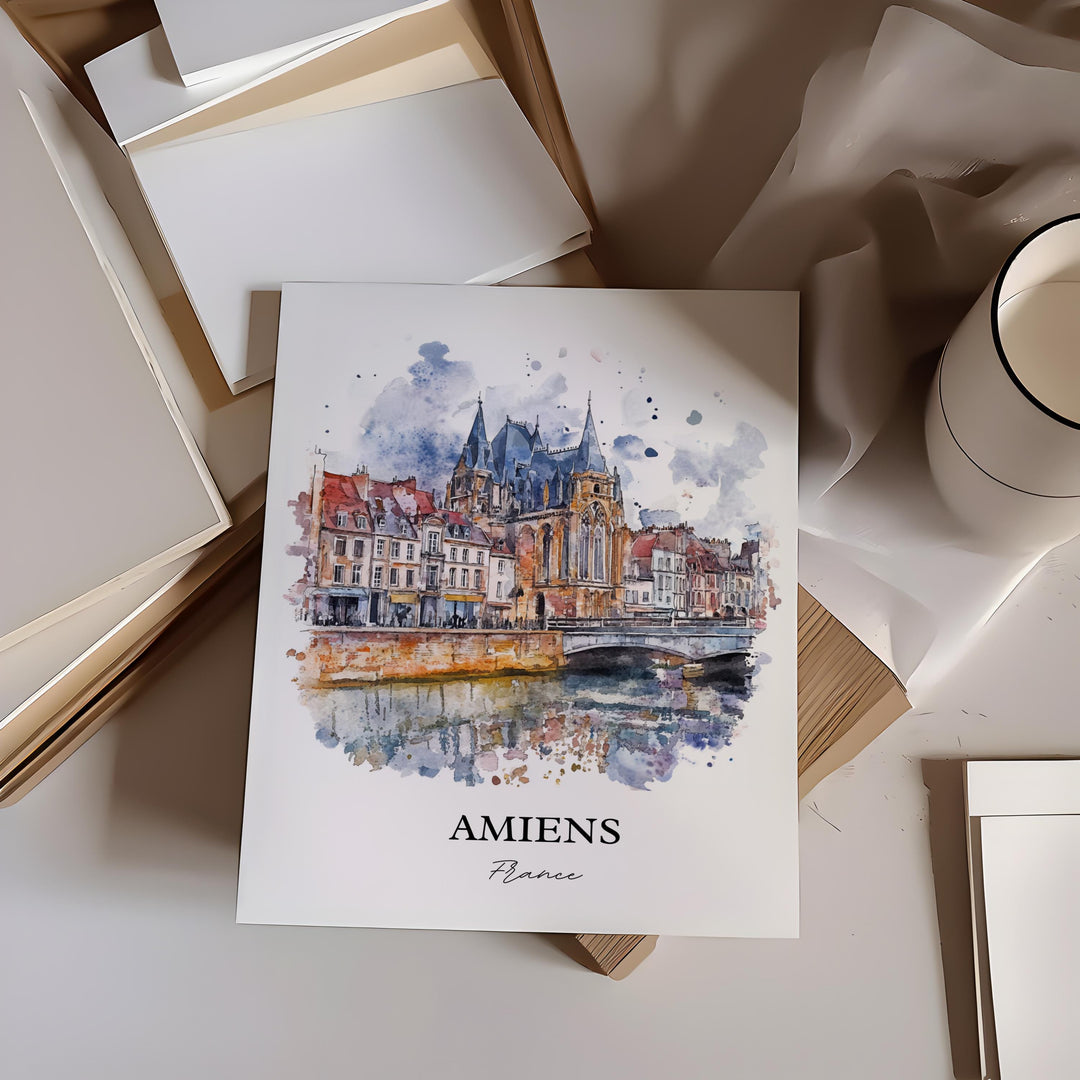 Amiens France Wall Art, Hauts-de-France Print, France Watercolor Art, Amiens France Gift, Travel Print, Travel Poster, Housewarming Gift