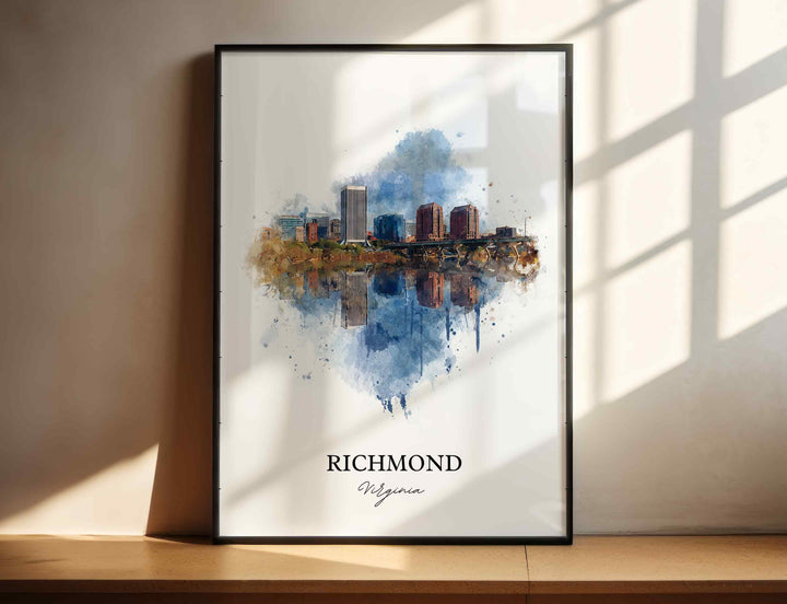Richmond VA Wall Art, Richmond Print, Virginia Watercolor Art, Richmond Virginia Gift, Travel Print, Travel Poster, Housewarming Gift