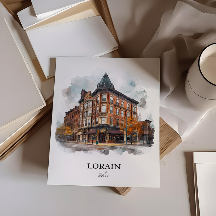 Lorain, Ohio, USA – Watercolor Art Print