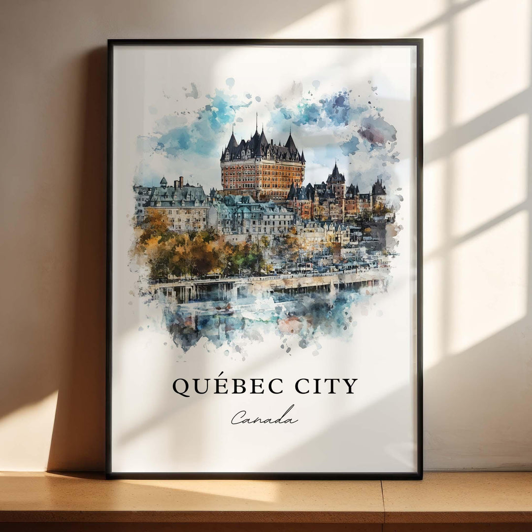 Quebec City Wall Art, Quebec Print, Quebec Watercolor Art, Quebec City Gift, Travel Print, Travel Poster, Housewarming Gift