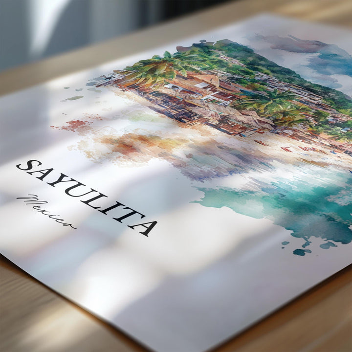 Sayulita Wall Art, Sayulita Mexico Print, Mexico Watercolor Art, Puerto Vallarta Gift, Travel Print, Travel Poster, Housewarming Gift