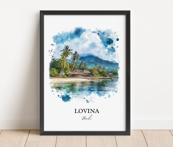 Lovina Bali Wall Art, Lovina Beach Print, Bali Watercolor Art, Lovina Bali Gift, Travel Print, Travel Poster, Housewarming Gift
