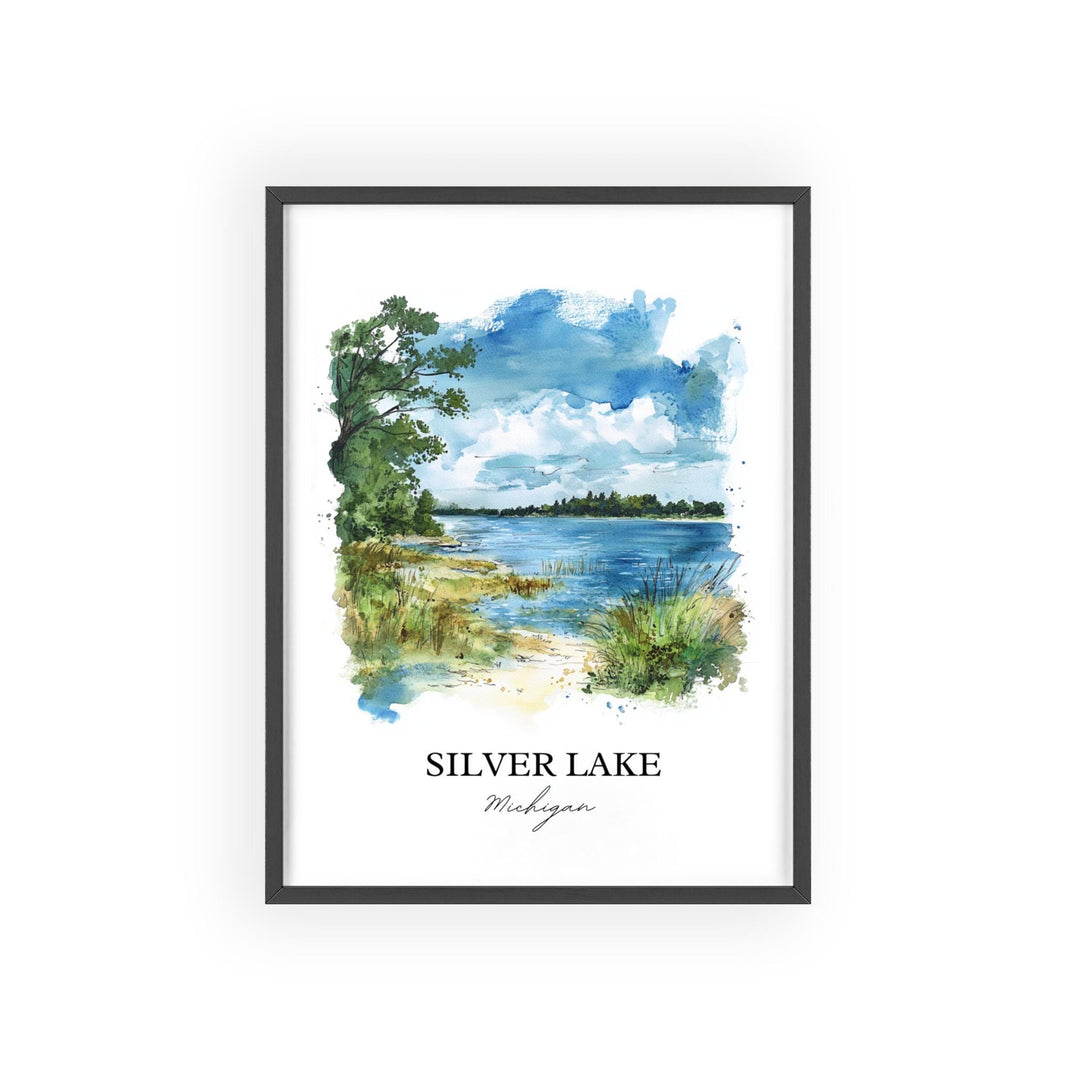 Silver Lake MI Wall Art, Lake Michigan Print, Lake Michigan Watercolor, Silver Lake MI Gift, Travel Print, Travel Poster, Housewarming Gift