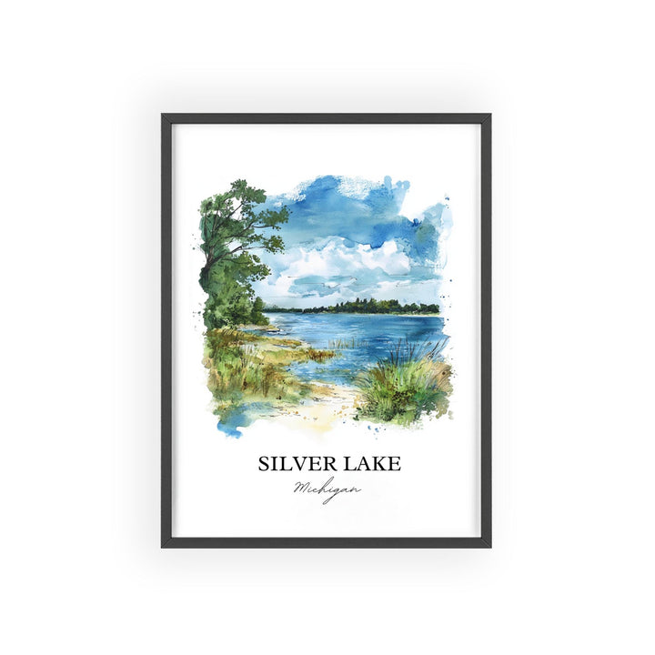 Silver Lake MI Wall Art, Lake Michigan Print, Lake Michigan Watercolor, Silver Lake MI Gift, Travel Print, Travel Poster, Housewarming Gift