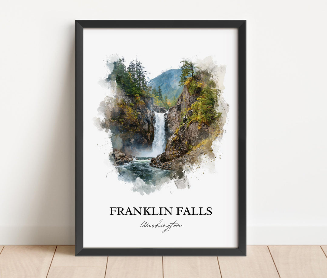 Franklin Falls Art, Snoqualmie River Print, Washington State Artwork, Franklin Falls WA Gift, Travel Print, Travel Poster, Housewarming Gift