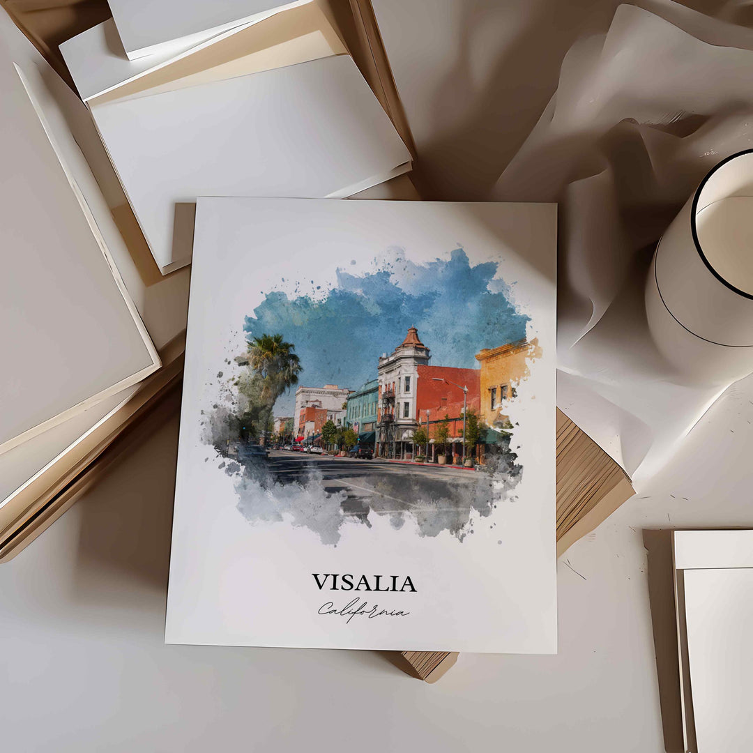 Visalia, California – Watercolor Art Print