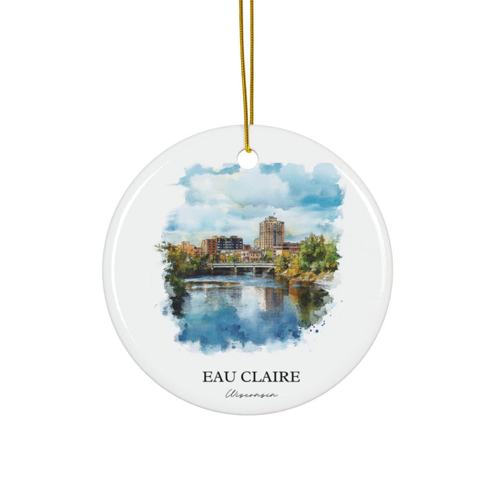 Eau Claire Ornament: Unique Eau Claire Souvenir, Wisconsin Xmas Decor, and Authentic Eau Claire WI Gift