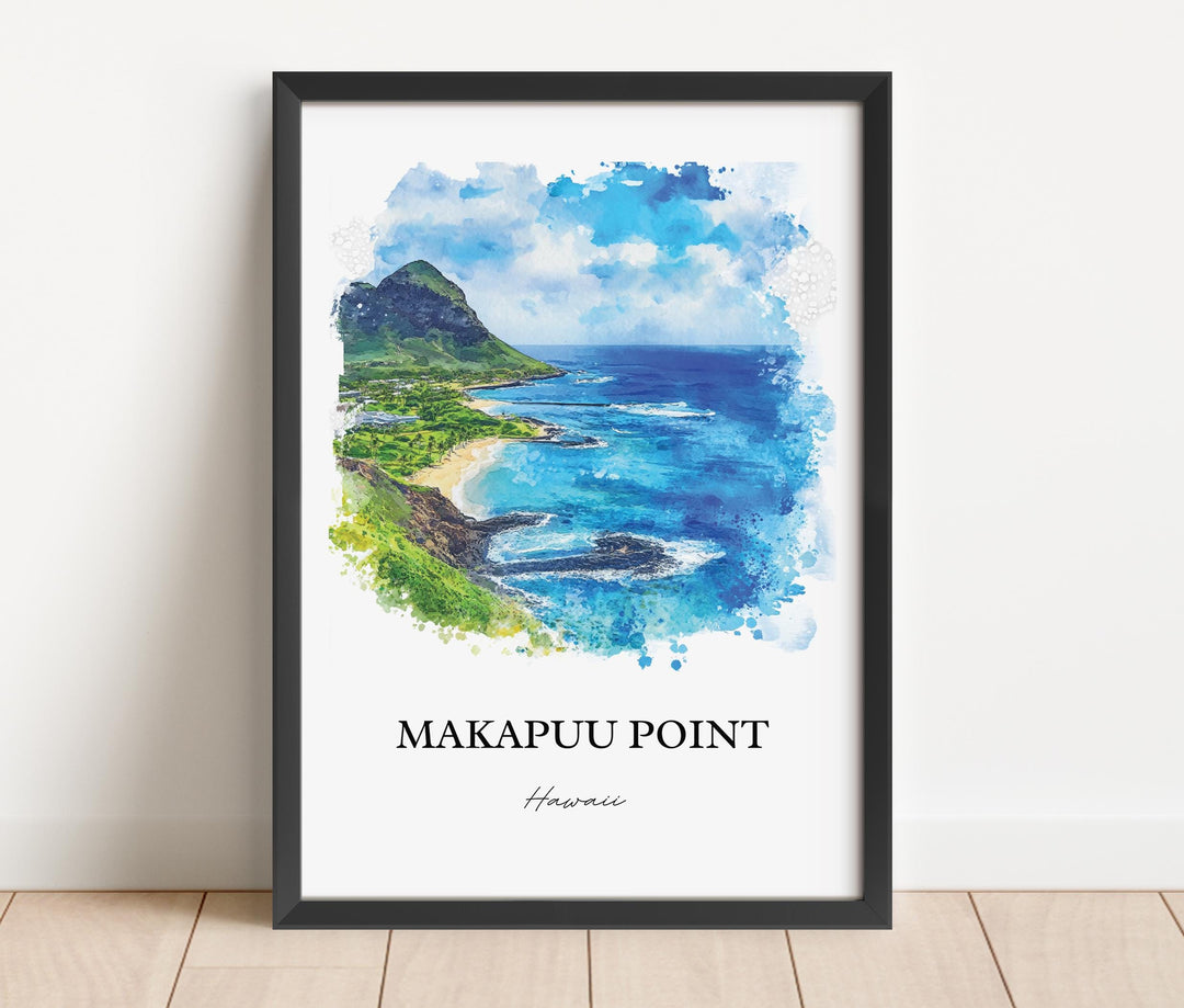 Makapuu Point Wall Art, Oahu Print, Oahu Watercolor Art, Makapuu Point Gift, Travel Print, Travel Poster, Housewarming Gift