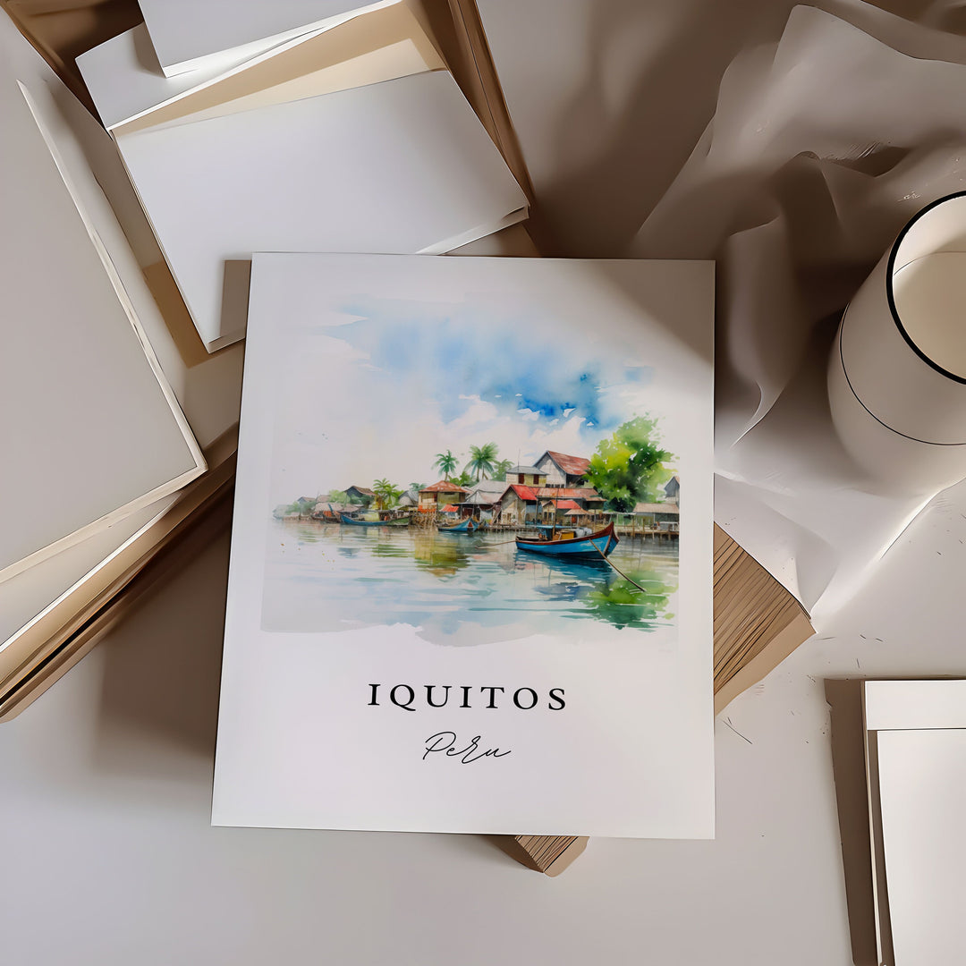 Iquitos Peru wall art - Peru, Iqiutos poster print, Iquitos Wedding gift, Iquitos Peru Birthday present, Custom Text, Perfect Gift
