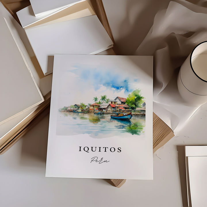 Iquitos Peru wall art - Peru, Iqiutos poster print, Iquitos Wedding gift, Iquitos Peru Birthday present, Custom Text, Perfect Gift